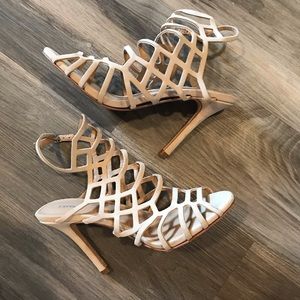 Express Cream Colored Caged Heels Size 8